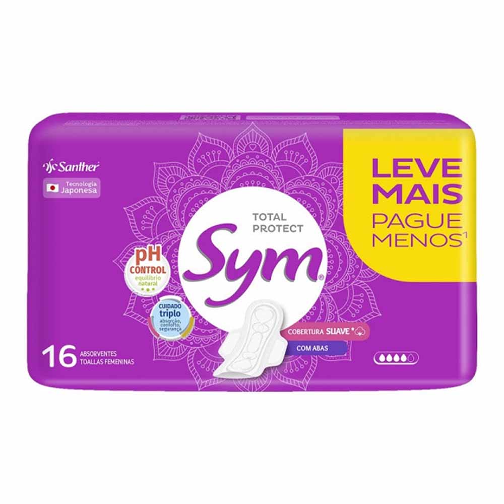 Encontraproduto.com.br - Absorvente Sym com Abas Suave 16 Unidades