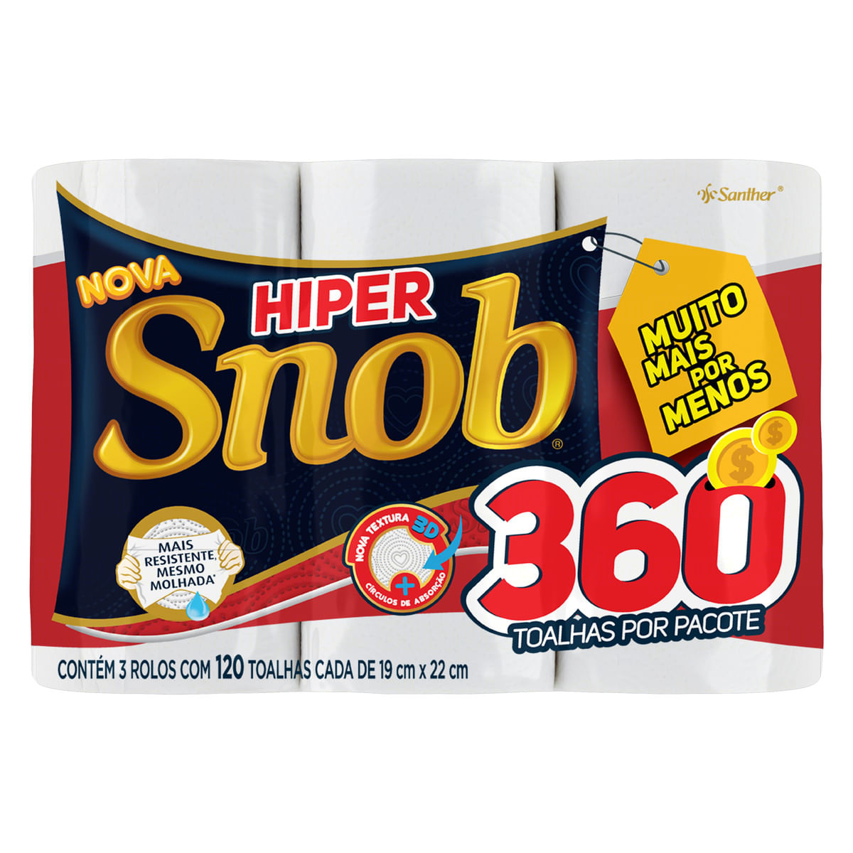 Encontraproduto.com.br - Toalha de Papel Folha Dupla Snob Hiper Pacote com 3 Unidades