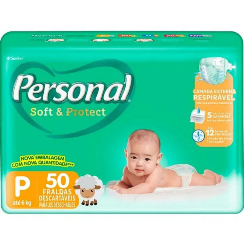 Encontraproduto.com.br - Fraldas PERSONAL Soft Protect P Pacote 50un