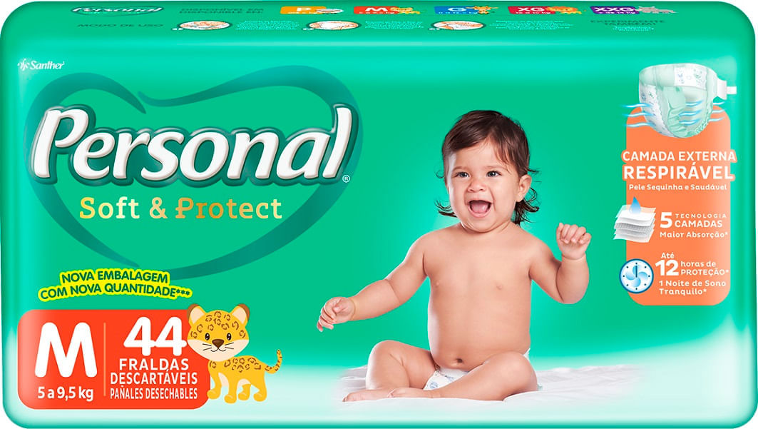 Encontraproduto.com.br - Fraldas Soft Protect PERSONAL Mega M Pacote 44un