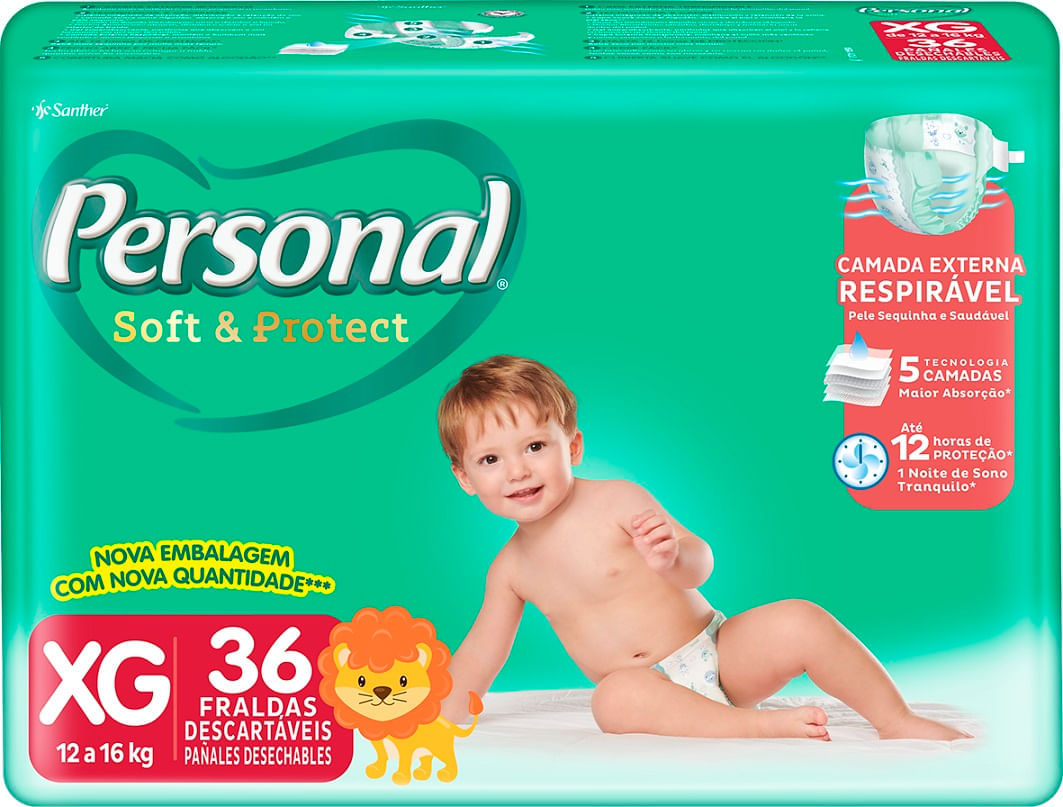 Encontraproduto.com.br - Fraldas PERSONAL Soft Protect Mega XG Pacote 36un