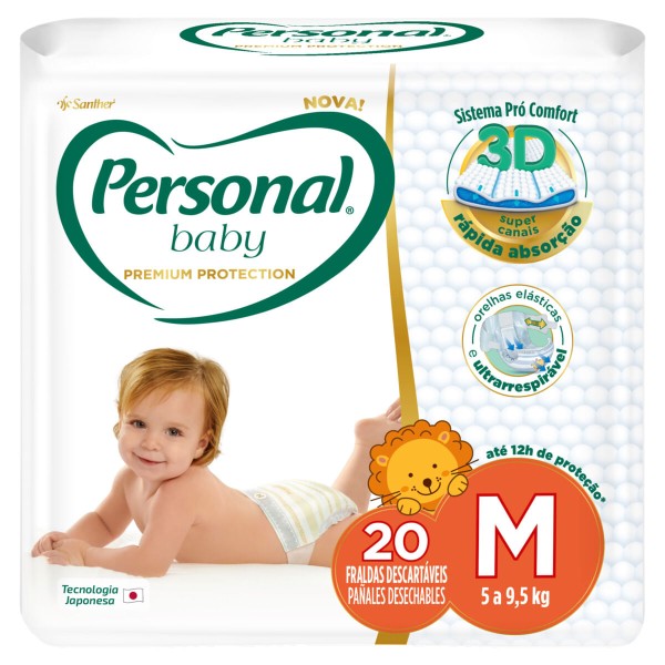 Encontraproduto.com.br - Fralda Personal Baby Premium Protection M com 20 fraldas