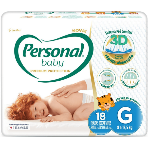 Fralda Personal Baby Premium Protection G com 18 fraldas