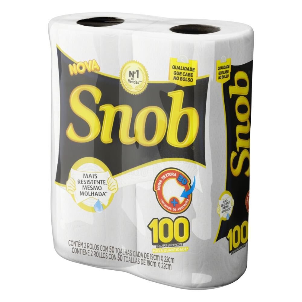Encontraproduto.com.br - Toalha de Papel SNOB com 2 Rolos com 50 Toalhas cada 19cm x 22cm