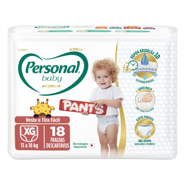 Encontraproduto.com.br - Fralda Personal Baby Premium Pants Extra Grande com 18 Fraldas
