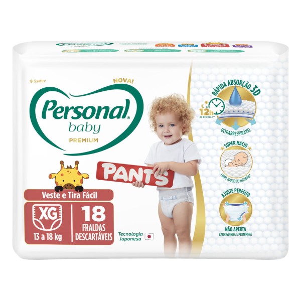 Encontraproduto.com.br - Fralda Personal Baby Premium Pants Extra Grande com 18 Fraldas