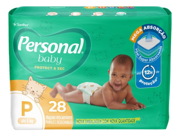 Fralda Personal Soft e Protect Baby Mega P Com 28 Unidades