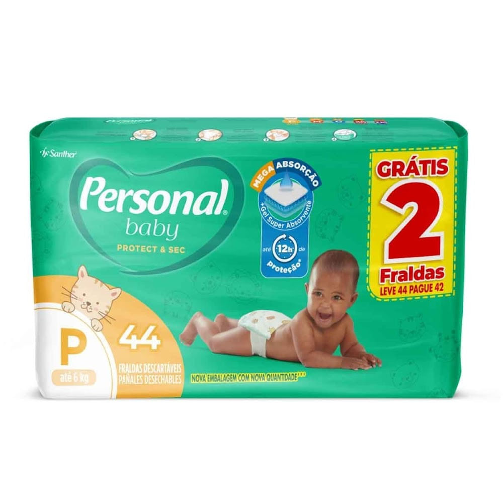 Encontraproduto.com.br - Fralda Infantil Personal L44P42 Baby Protect & Sec Mega P