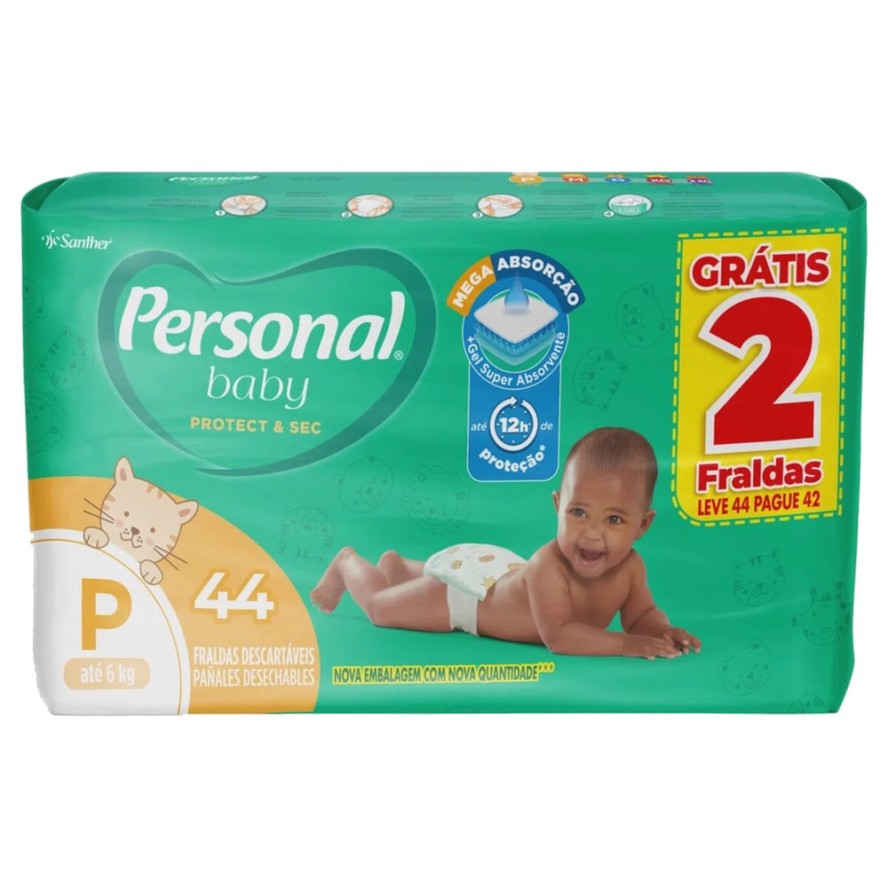 Encontraproduto.com.br - Fralda Infantil Personal L44P42 Baby Protect & Sec Mega P