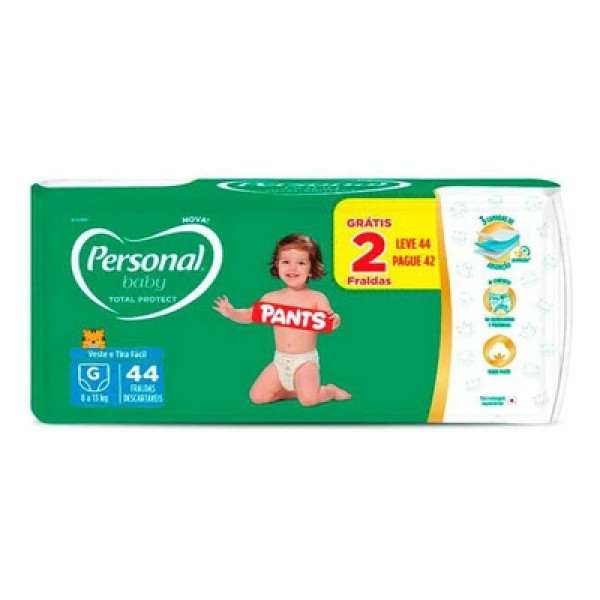 Fralda Personal Baby Total Protect Pants G com 44 unidades