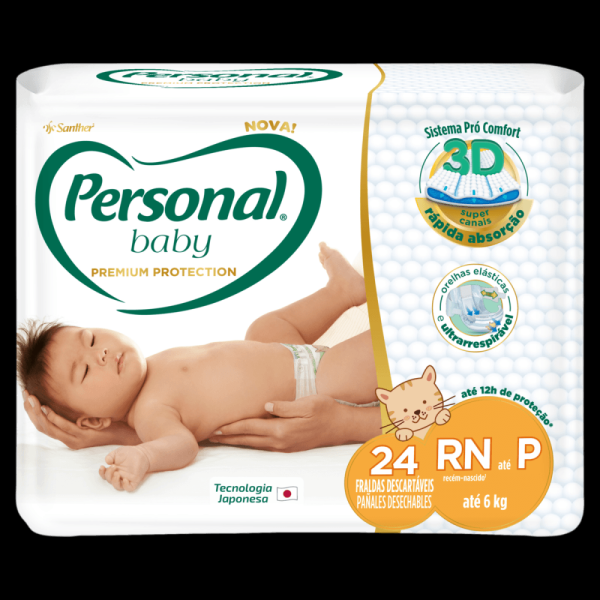 Encontraproduto.com.br - 1 Fraldas Personal Baby Premium Protection Rn P C/24 Até 6kg