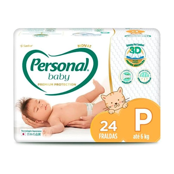 Encontraproduto.com.br - 1 Fraldas Personal Baby Premium Protection Rn P C/24 Até 6kg
