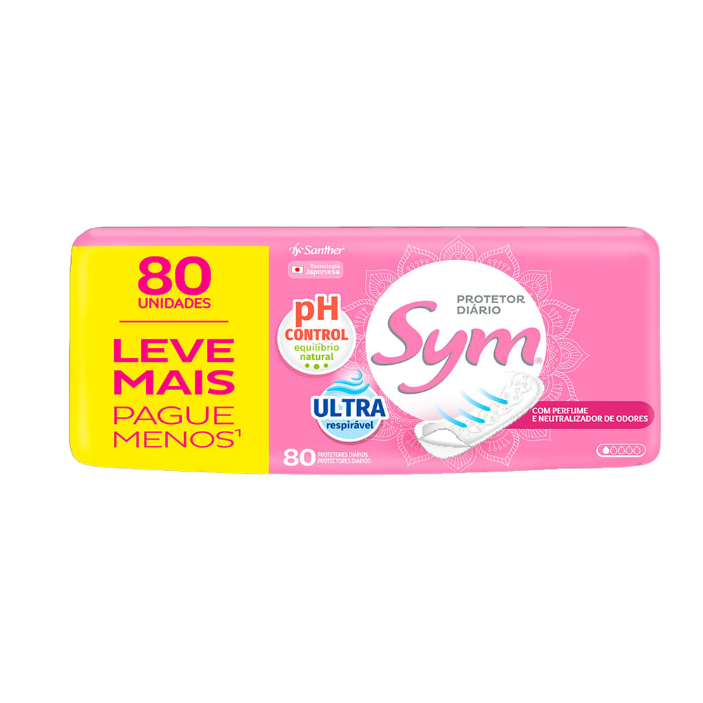 Encontraproduto.com.br - Protetor Diário Sym com fragrância 80 unidades