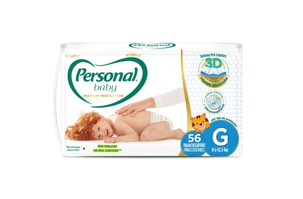 Encontraproduto.com.br - Fralda Infantil Personal Baby Premium Protection Tamanho G com 56 Unidades