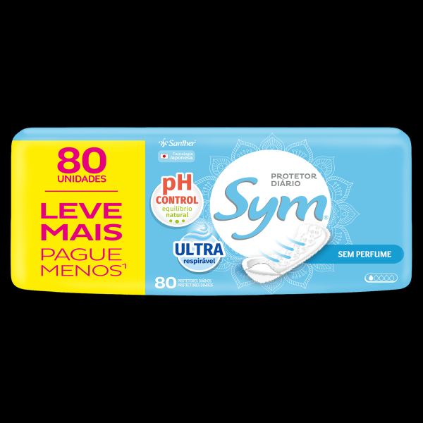 Encontraproduto.com.br - Protetor Diário Sym Sem Perfume Pacote com 80 unidades