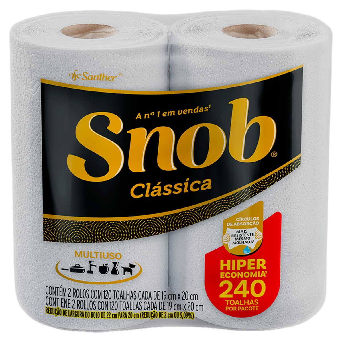 Encontraproduto.com.br - Toalha Papel Snob Hiper Com 2 rolos 240 Folhas