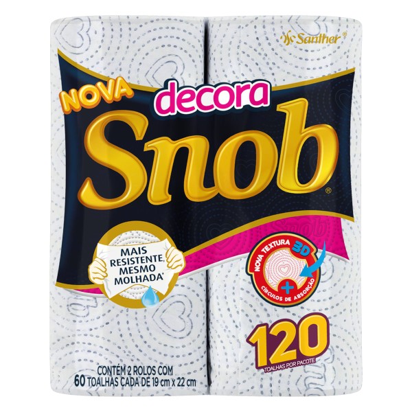 Encontraproduto.com.br - Toalha Papel Snob Com 2 60 Folhas Decorada