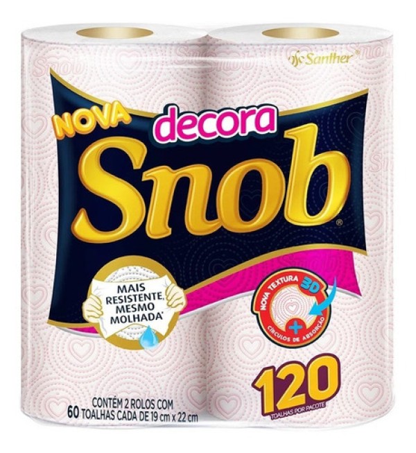 Encontraproduto.com.br - Toalha Papel Snob Com 2 60 Folhas Decorada