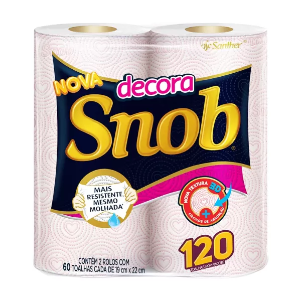 Encontraproduto.com.br - Toalha Papel Snob Com 2 60 Folhas Decorada
