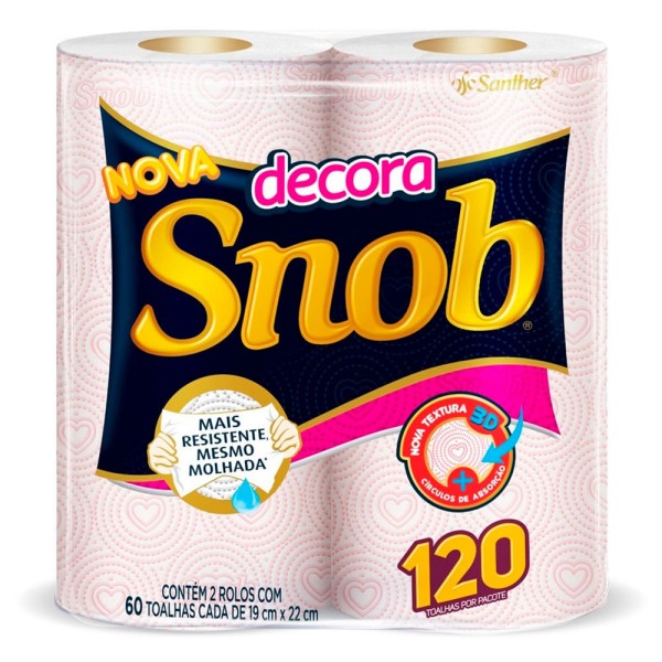 Encontraproduto.com.br - Toalha Papel Snob Com 2 60 Folhas Decorada