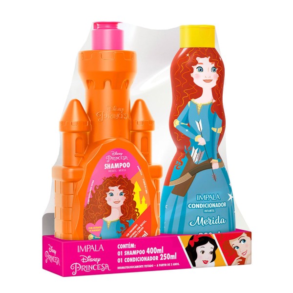 Encontraproduto.com.br - Impala Linha Disney Princesas Merida Kit – Shampoo 400ml + Condicionador 250ml
