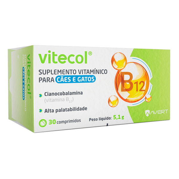 Encontraproduto.com.br - Suplemento Vitamínico Avert Vitecol para Cães e Gatos 30 Comprimidos