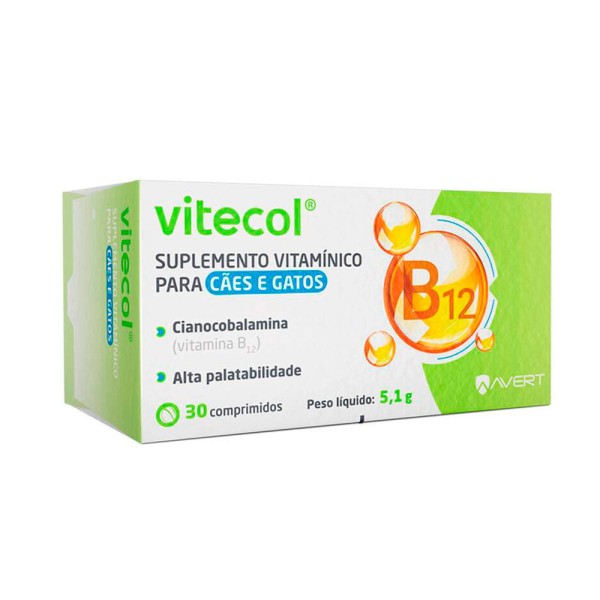 Encontraproduto.com.br - Suplemento Vitamínico Avert Vitecol para Cães e Gatos 30 Comprimidos