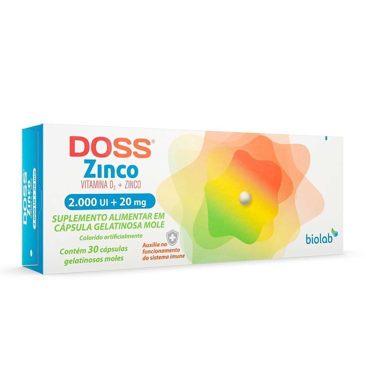 Encontraproduto.com.br - Doss Zinco Biolab 2000Ui+ 20mg com 30 cápsulas