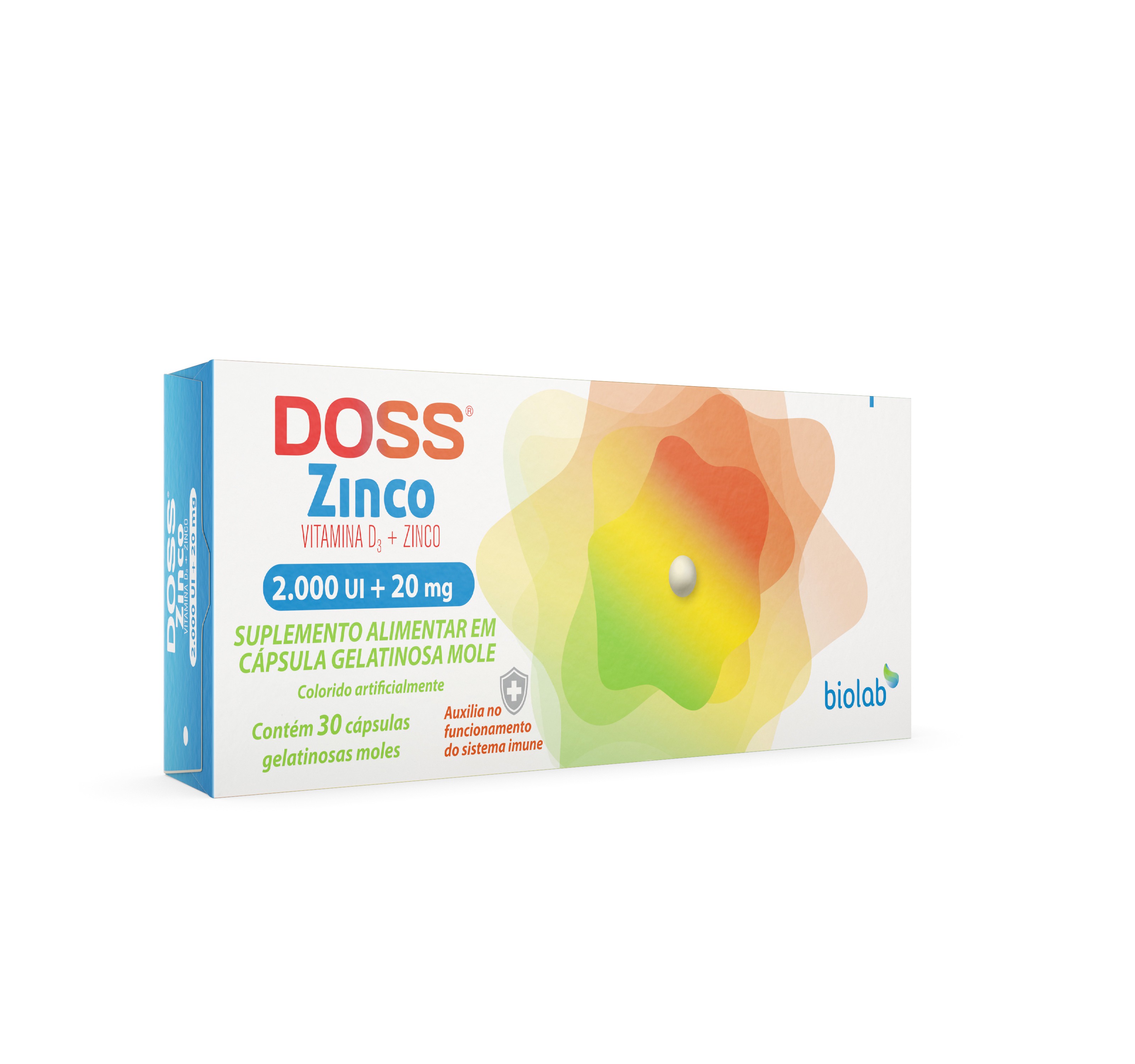 Encontraproduto.com.br - Doss Zinco Biolab 2000Ui+ 20mg com 30 cápsulas