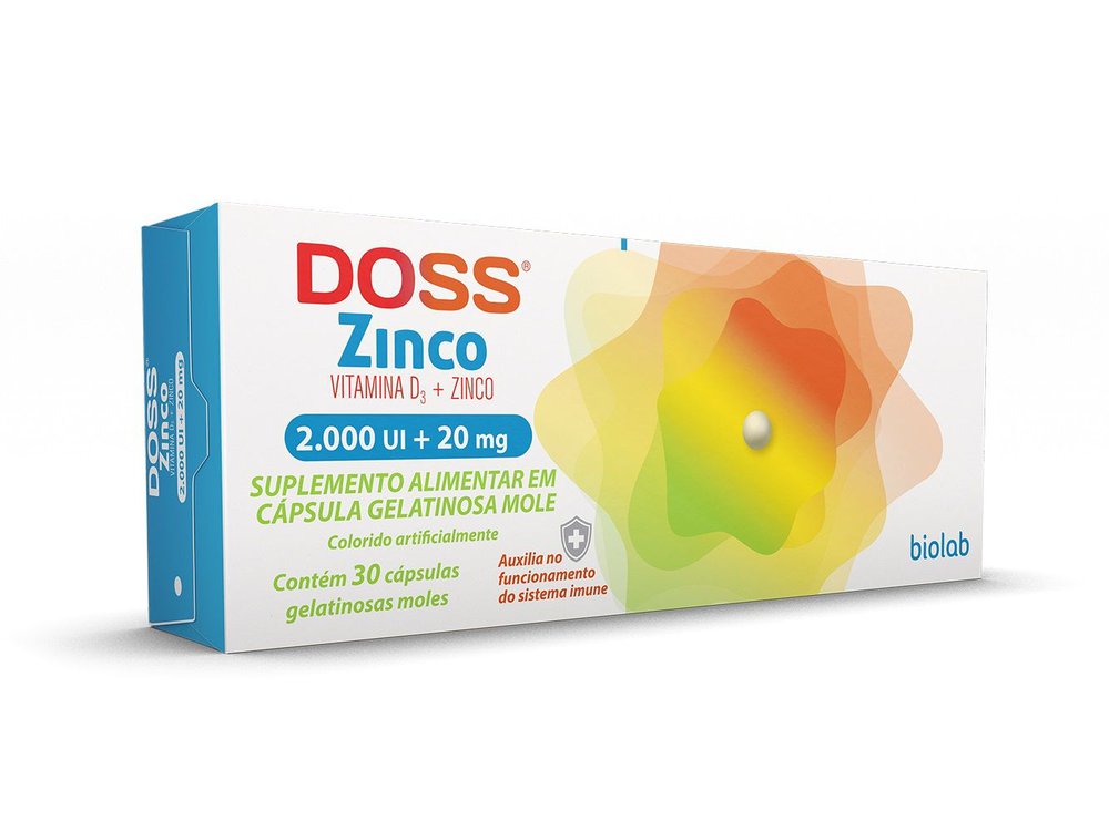 Encontraproduto.com.br - Doss Zinco Biolab 2000Ui+ 20mg com 30 cápsulas