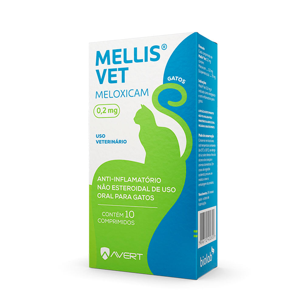 Encontraproduto.com.br - Anti-Inflamatório Mellis Para Gatos Vet Avert 0,2mg (MP)