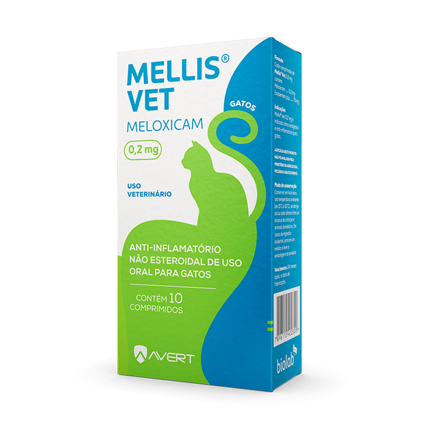 Encontraproduto.com.br - Anti-Inflamatório Mellis Para Gatos Vet Avert 0,2mg (MP)
