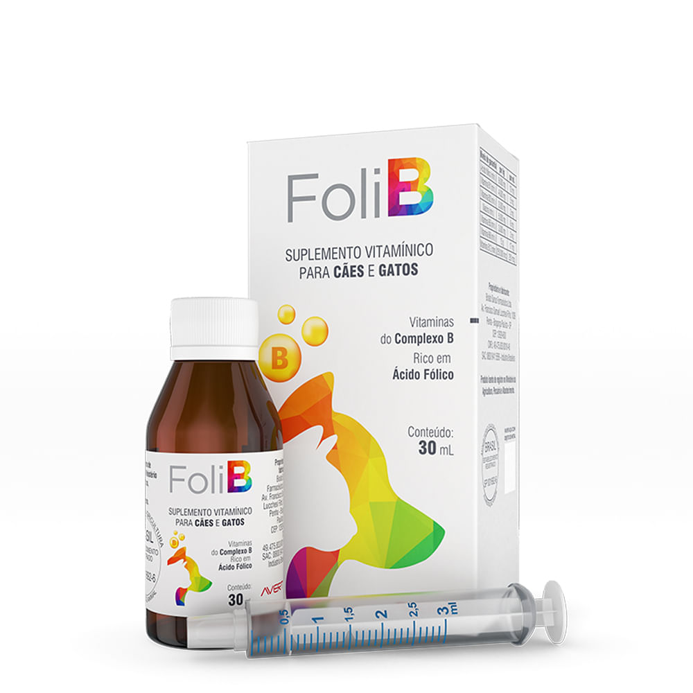 Encontraproduto.com.br - Suplemento Avert Foli B para Cães e Gatos 30 ml