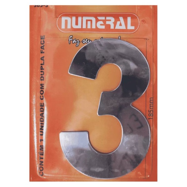 Encontraproduto.com.br - Numero  3 Espelhado 60Mm Numeral