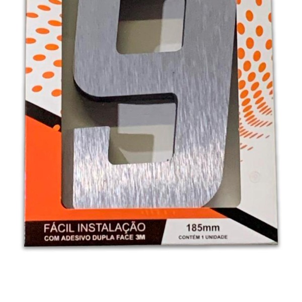 Encontraproduto.com.br - Número Aço Escovado Numeral ACM 3D 9 2070 185mm