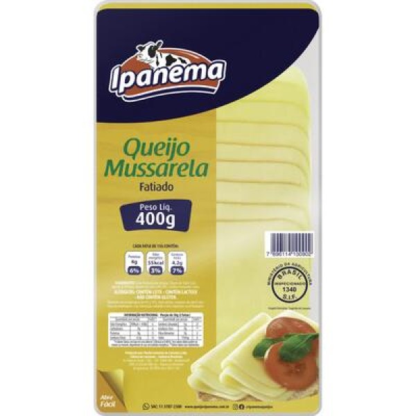 Encontraproduto.com.br - Queijo Mussarela Ipanema Fatiado Pacote com 400g