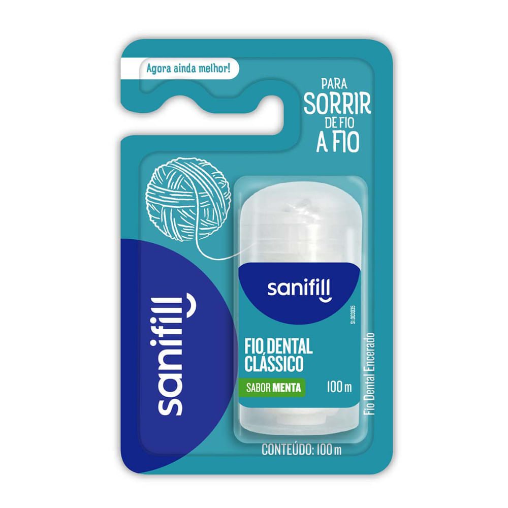 Encontraproduto.com.br - Fio Dental Sanifill Clássico Sabor Menta 100 metros