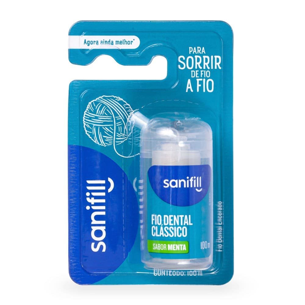 Encontraproduto.com.br - Fio Dental Sanifill Clássico Sabor Menta 100 metros
