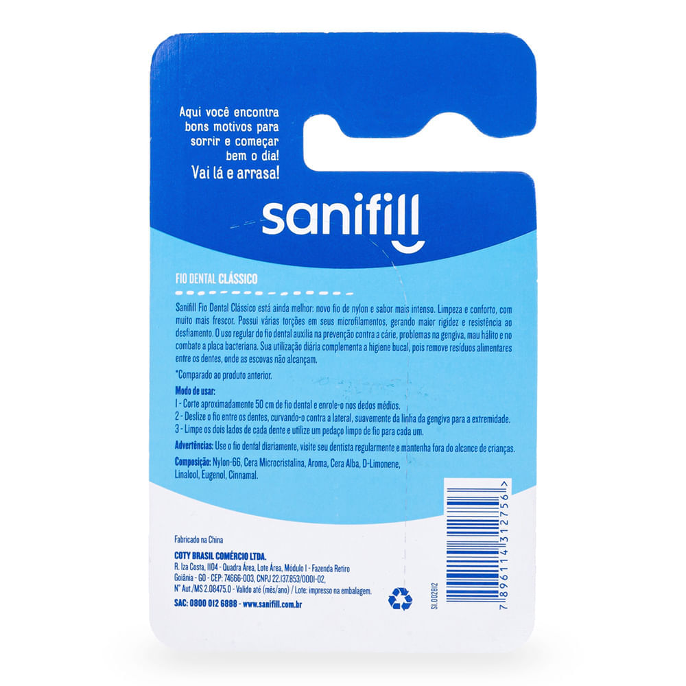 Encontraproduto.com.br - Fio Dental Sanifill Clássico Sabor Menta 100 metros