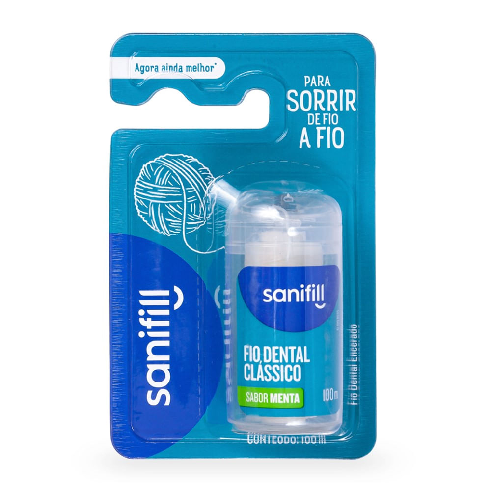 Encontraproduto.com.br - Fio Dental Sanifill Clássico Sabor Menta 100 metros