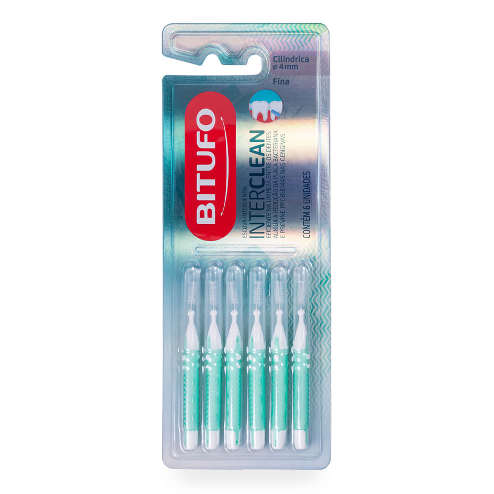 Encontraproduto.com.br - Escova Interdental Bitufo Fina Cilíndrica 4mm 6 Unidades