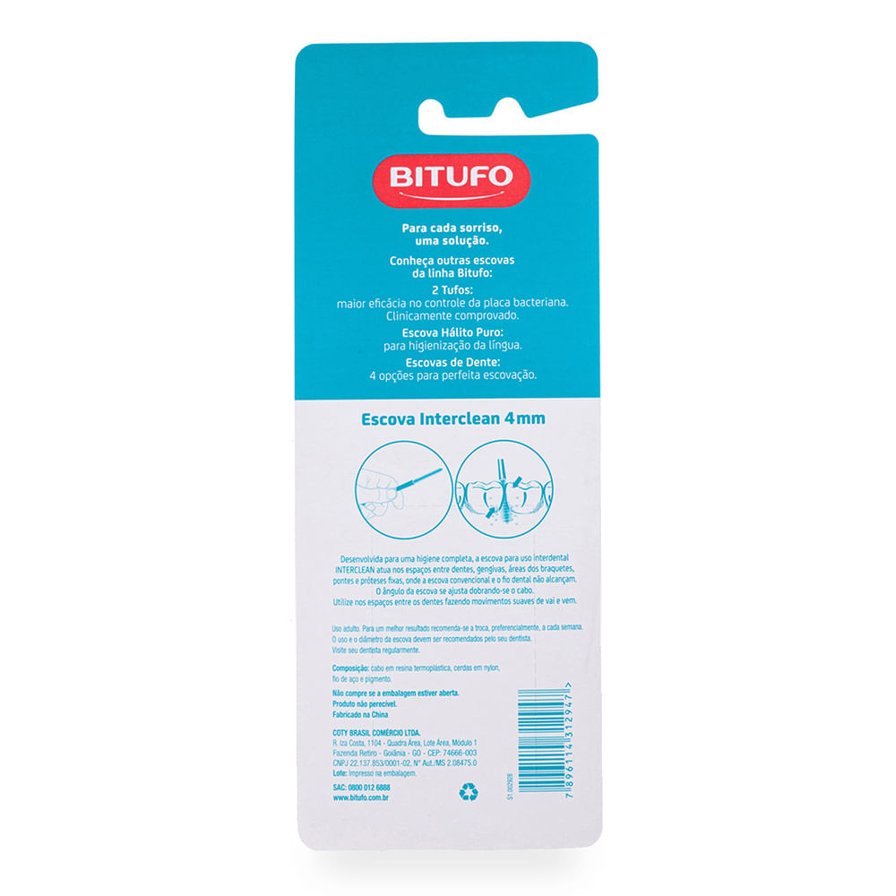 Encontraproduto.com.br - Escova Interdental Bitufo Fina Cilíndrica 4mm 6 Unidades