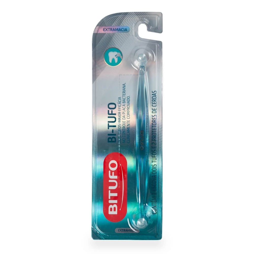 Encontraproduto.com.br - Escova de Dente Bitufo Dois Tufos com 2 protetores de cerdas