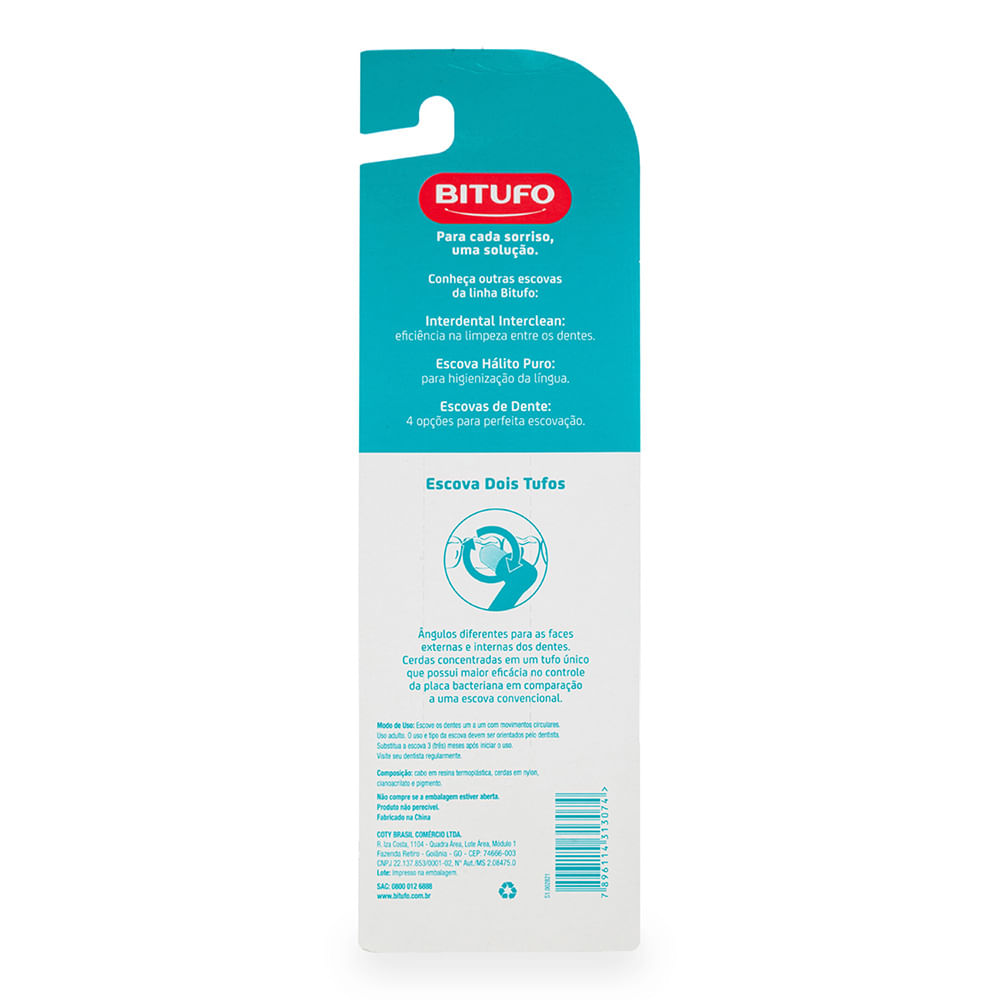 Encontraproduto.com.br - Escova de Dente Bitufo Dois Tufos com 2 protetores de cerdas