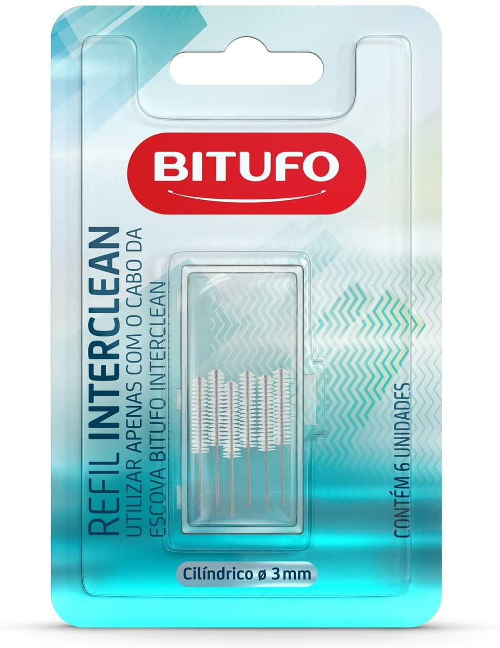 Encontraproduto.com.br - Refil para Escova de Dente Bitufo Interclean Cilíndrico 3mm 6 Unidades