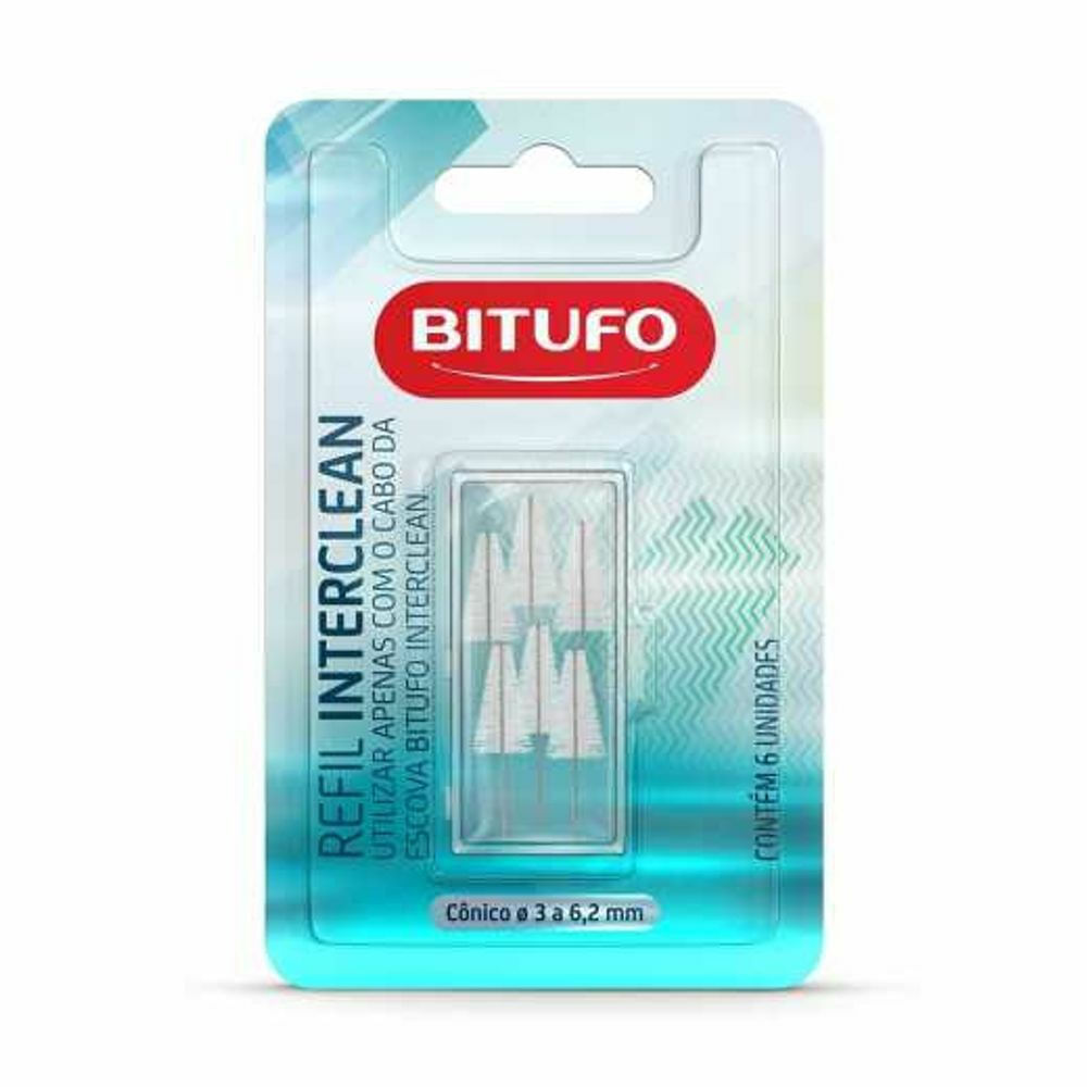 Encontraproduto.com.br - Refil para Escova de Dente Bitufo Interclean Cônico 3 a 6,2 milímetros 6 unidades