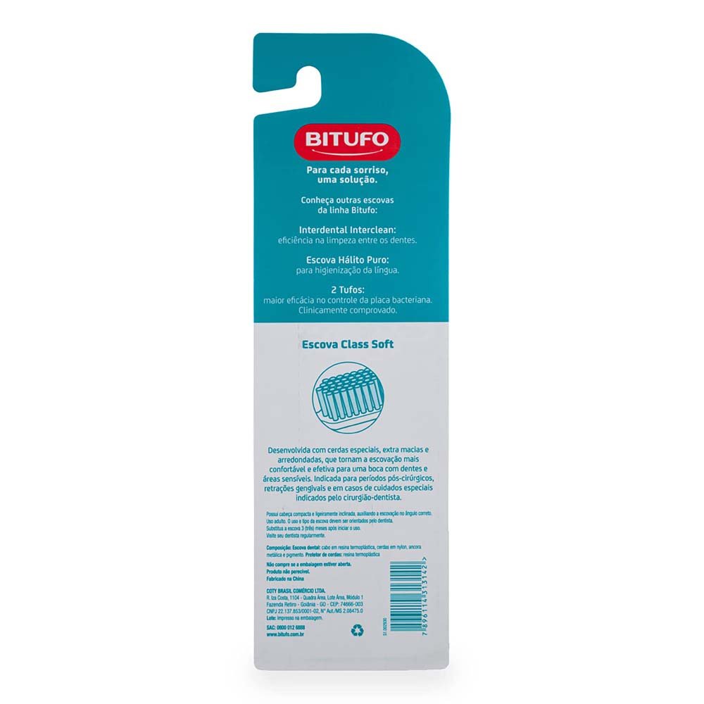 Encontraproduto.com.br - Escova de Dente Bitufo Class Soft Extramacia com 1 protetor de cerdas