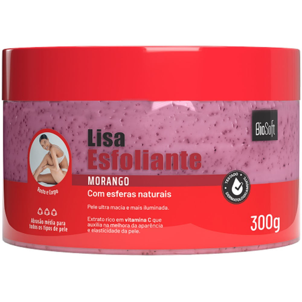 Creme Esfoliante Bio Soft Lisa Morango 300g