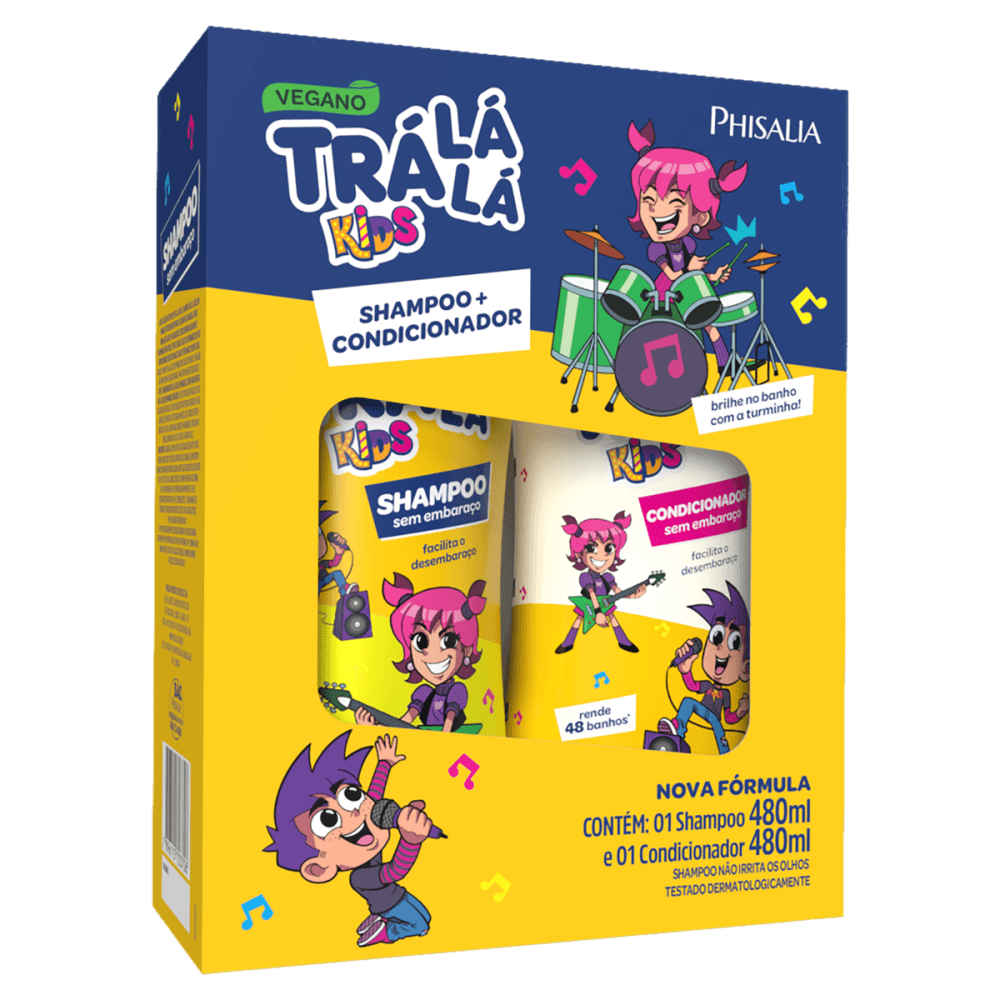 Encontraproduto.com.br - Kit Shampoo + Cond Trá Lá Lá Kids Sem Embaraço 480ml Cada