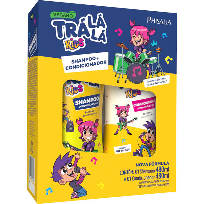 Encontraproduto.com.br - Kit Shampoo + Cond Trá Lá Lá Kids Sem Embaraço 480ml Cada